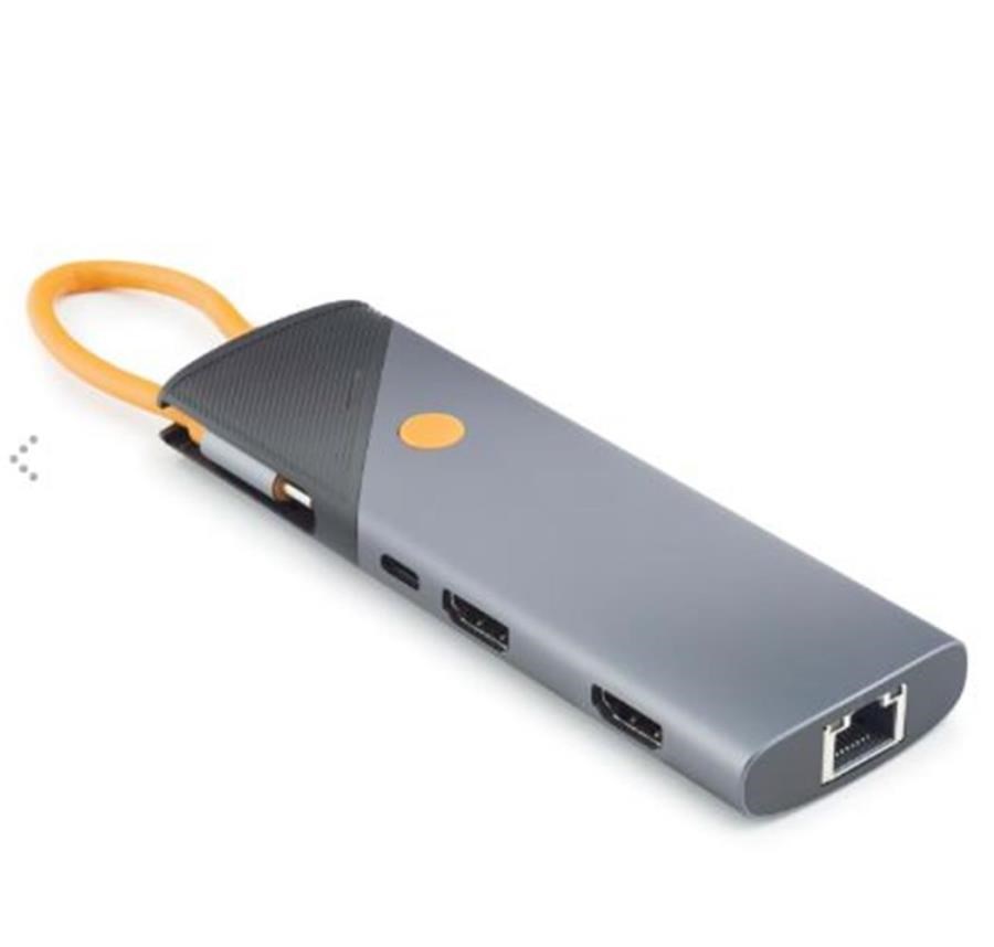 Kablolar ve Adaptörler HADRON HDX7878 Type-C Combo Hub PD 100W HDMI 4K 60Hz DP Gigabit LAN Kart Okuyucu 9 Port 5 Gbps Gri Satın Al