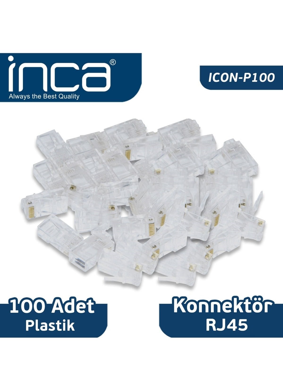 Kablolar ve Adaptörler INCA Icon-p100 Cat6 Rj-45 Plastik 100lü  Konnektör Satın Al