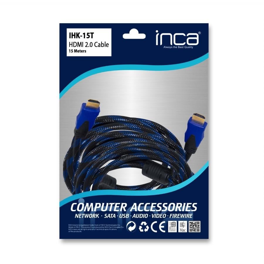 Kablolar ve Adaptörler Inca IHK-15T 2.0 15mt  Hdmı Kablo 18 Gbps 4K& 2K & FULL HD Satın Al