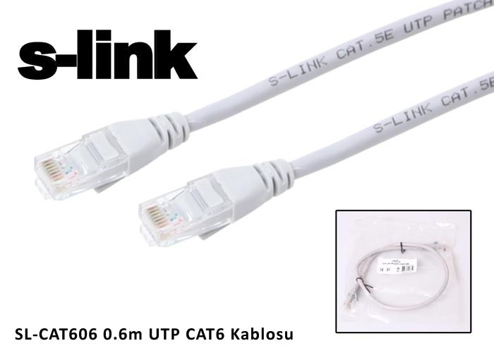 Kablolar ve Adaptörler S-LINK SL-CAT606 CAT6 0.60MT GRİ UTP PATCH KABLO Satın Al