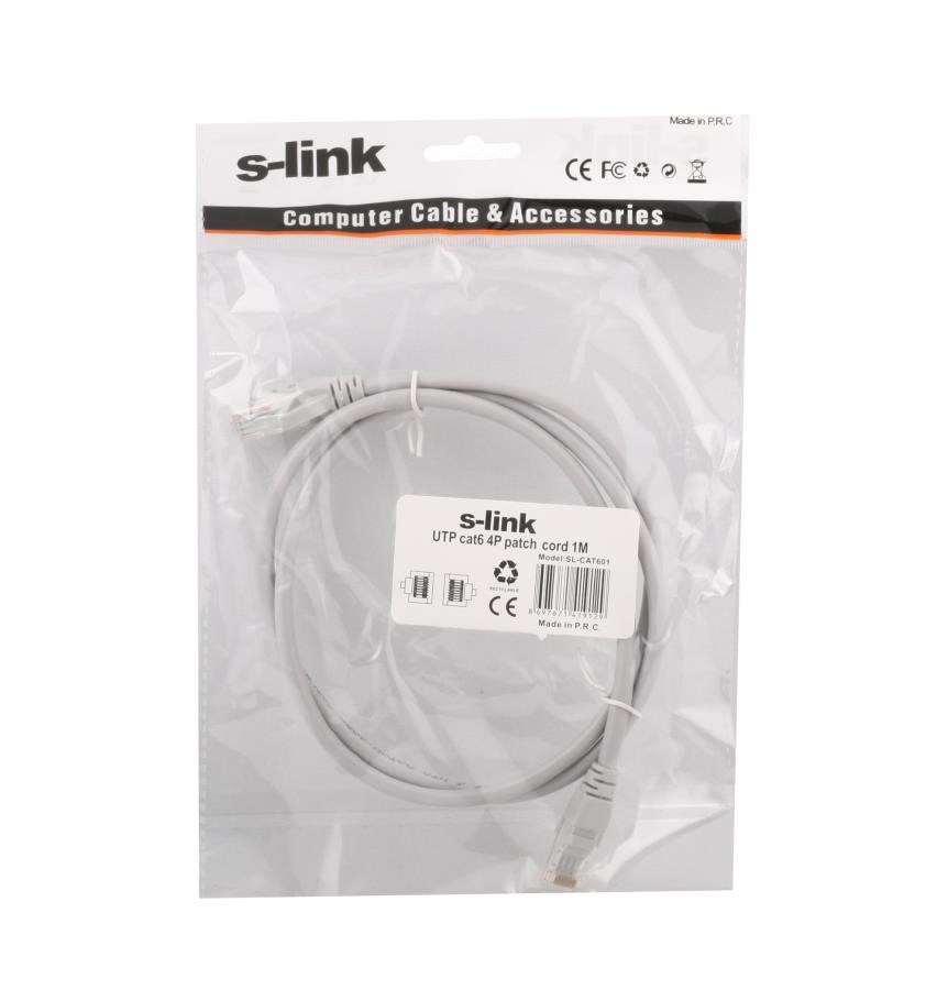 Kablolar ve Adaptörler S-link sl-cat601 Cat6 1mt Gri Utp Patch Kablo Satın Al
