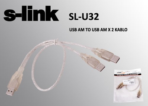 Kablolar ve Adaptörler S-LINK SL-U32 USB 2.0 USB ERKEK TO 2X USB ERKEK Satın Al