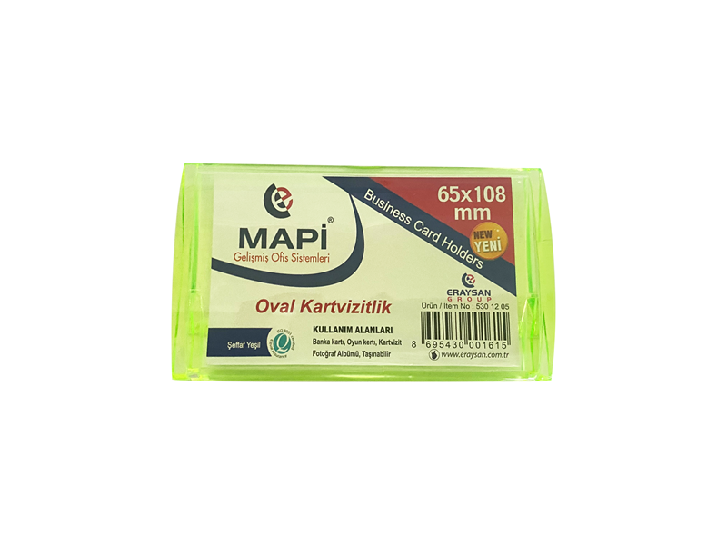 Kartvizitlikler MAPİ DİKDÖRTGEN KARTVİZİTLİK OVAL ŞEFFAF YEŞİL 65X108 Satın Al