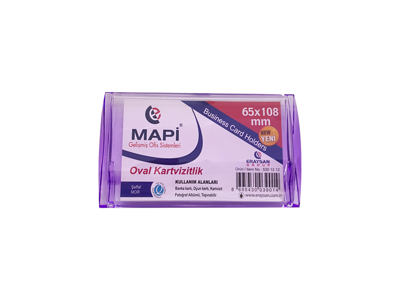 Kartvizitlikler MAPİ DİKDÖRTGEN KARTVİZİTLİK OVAL ŞEFFAF MOR 65X108 Satın Al