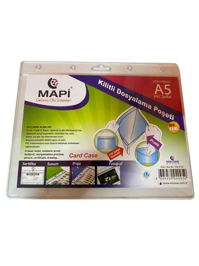 Kartvizitlikler MAPİ KİLİTLİ TABELA POŞETLERİ A5 YATAY 20'Lİ PAKET Satın Al