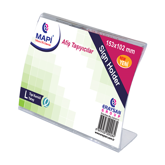 Kartvizitlikler MAPİ L TİPİ YATAY KAVİSLİ AFİŞ TAŞIYICI STAND (153X102) Satın Al