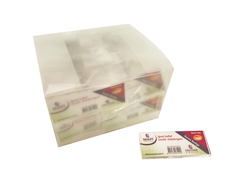 Kartvizitlikler MAPİ ŞEFFAF İSİMLİK (DİKDÖRTGEN) K02 74X25 25Lİ PAKET Satın Al