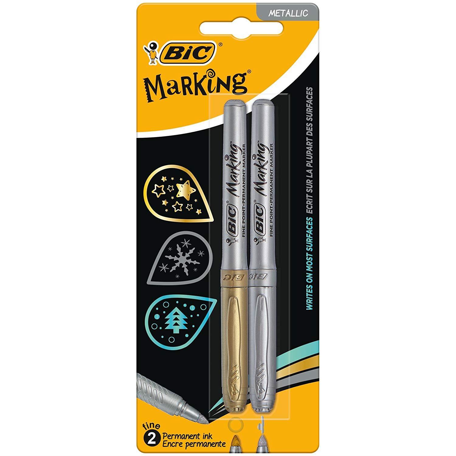 Keçeli Kalemler Bic Marking Altın ve Gümüş Metalik Permanent Kalem 2'li Blister Satın Al