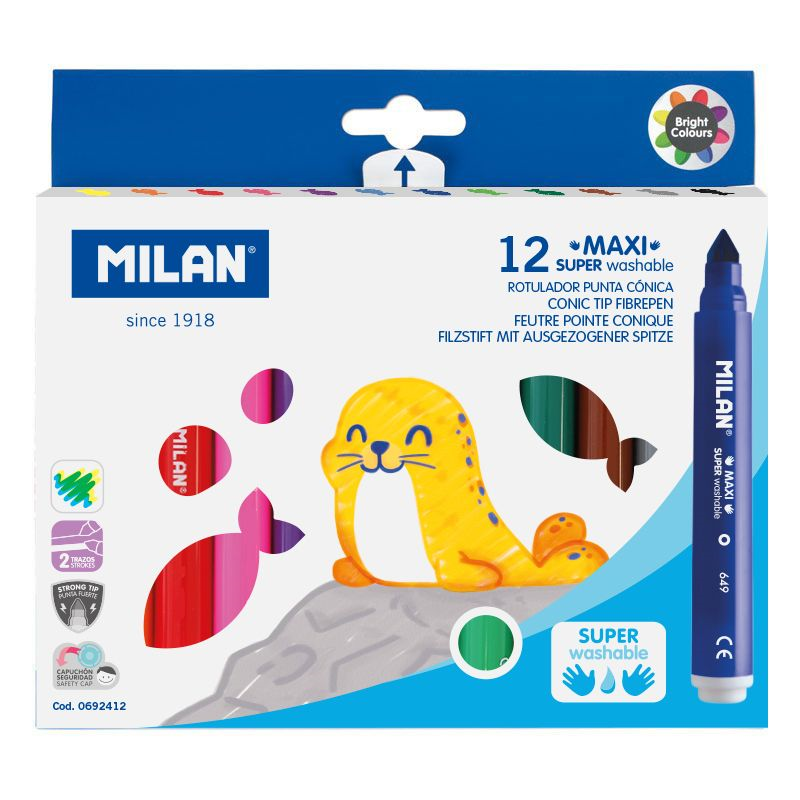 Keçeli Kalemler MILAN 692412 MAXI JUMBO YIKANABİLİR KEÇELİ (7,5MM UÇ) - 12Lİ Satın Al