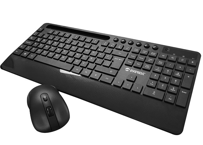Klavyeler ve Setleri Everest KM-9676 Siyah Kablosuz 800-1200-1600 dpi Q Standart Klavye + Mouse Set Satın Al