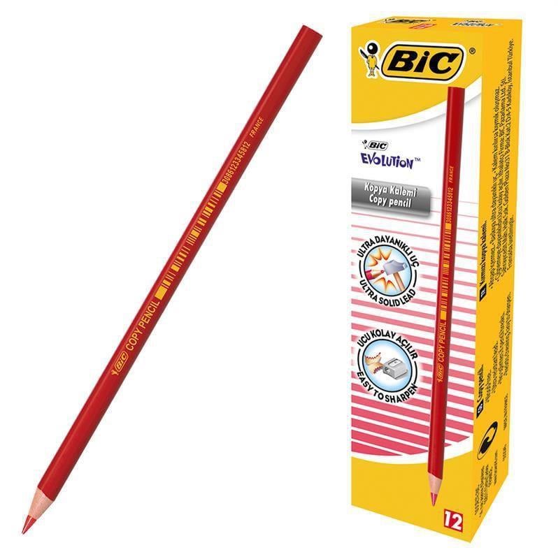 Kurşun Kalemler Bic Evolutıon Kırmızı Kopya Kalemi 12'li Paket Satın Al