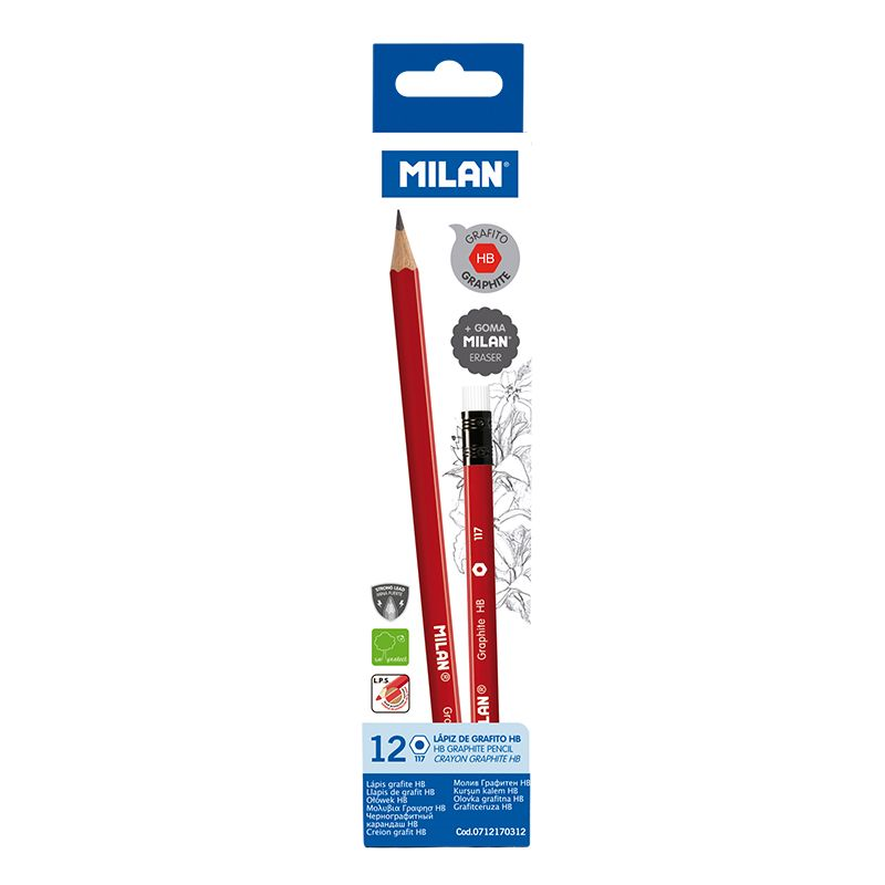 Kurşun Kalemler MILAN 712170312 GRAPHITE HB ALTIGEN SİLGİLİ KURŞUN KALEM - 12ADET Satın Al