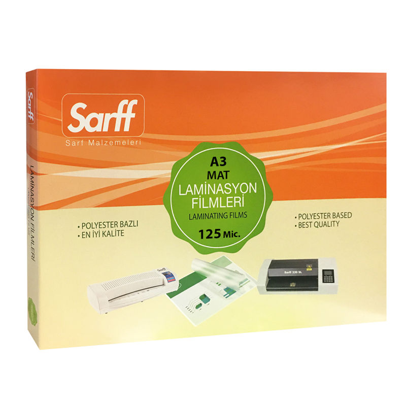 Laminasyon Filmleri SARFF 125MIC MAT LAMİNASYON FİLMLERİ - A3(426X303MM) - 100ADET Satın Al