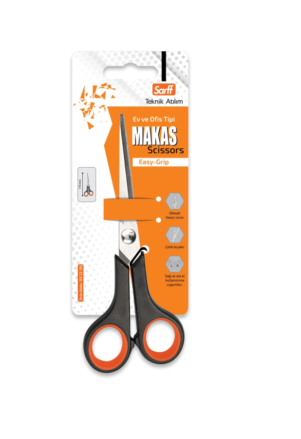 Makas ve Maket Bıçakları SARFF EASY GRIP OFİS MAKASI - 17CM Satın Al