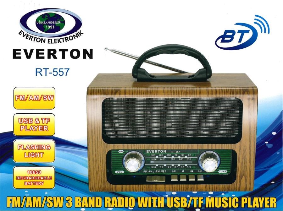Mikrofon, Kulaklık ve Hoparlör Everton Rt-557  Bluetooth Fm-Usb-Tf-Aux  Şarjlı Nostaljik Radyo Satın Al