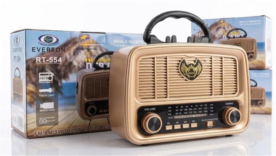 Mikrofon, Kulaklık ve Hoparlör Everton Rt-554  Bluetooth Fm-Usb-Tf-Aux Şarjlı Nostaljik Radyo Satın Al