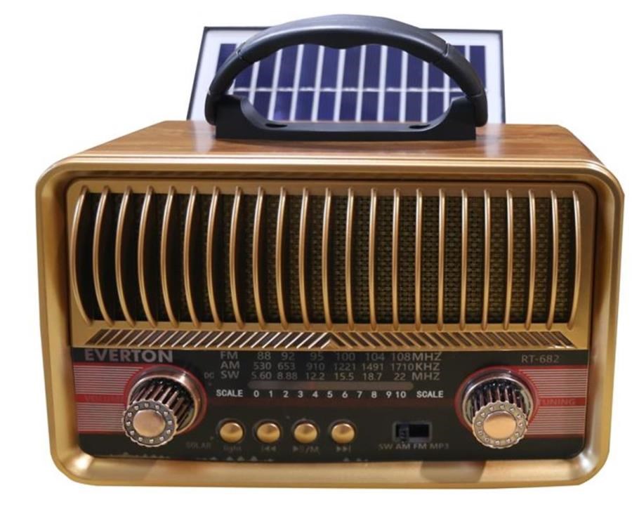 Mikrofon, Kulaklık ve Hoparlör Everton RT-682  Solarlı,Şarjlı Nostaljik Radyo (Bluetooth-USB-SD-FM ) Satın Al