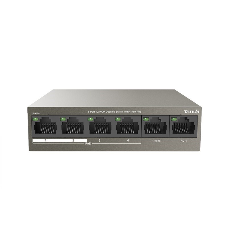 Modem ve Network Ürünleri Tenda TEF1106P 6 Port 4 Port Poe+ 10-100 + 2 Port Uplink Switch Çelik Kasa Rack Mount Satın Al