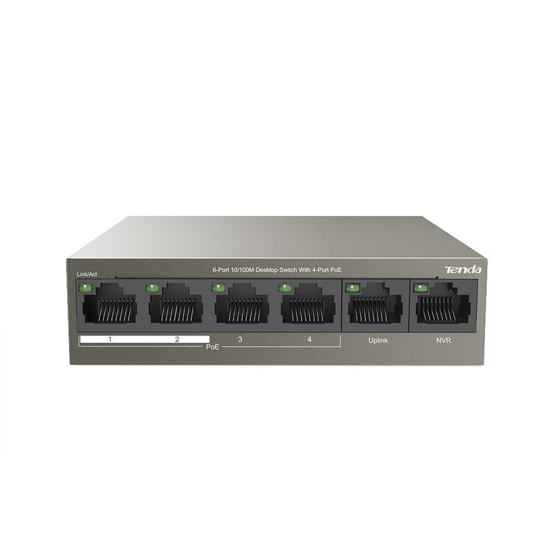 Modem ve Network Ürünleri Tenda TEF1106P 6 Port 4 Port Poe+ 10-100 + 2 Port Uplink Switch Çelik Kasa Rack Mount Satın Al