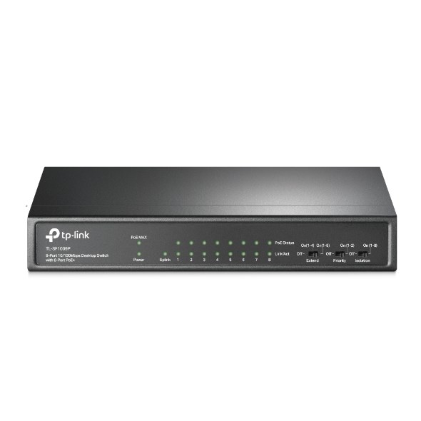 Modem ve Network Ürünleri Tp-Link TL-SF1009P 8 Port Poe+ 10-100 Mbps Switch Çelik Kasa Satın Al
