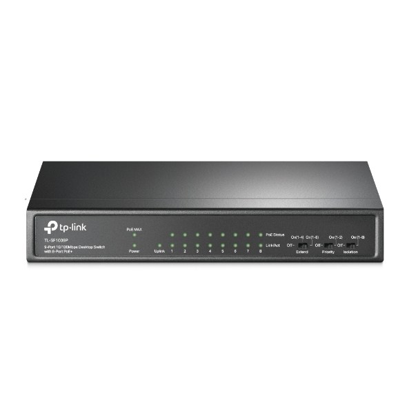 Modem ve Network Ürünleri Tp-Link TL-SF1009P 8 Port Poe+ 10-100 Mbps Switch Çelik Kasa Satın Al