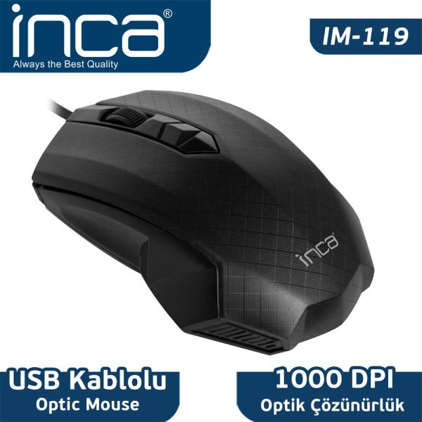 Mouse Inca IM-119 Usb Siyah Optik Mouse (Kablo Uzunluğu 150 cm ) Satın Al