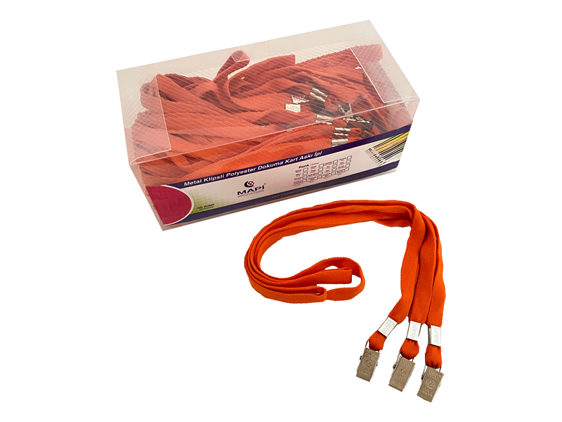 Ofis Aksesuarları MAPİ METAL KLİPSLİ-POLYESTER DOKUMA KART ASKI İPİ TURUNCU 50'Lİ PAKET Satın Al