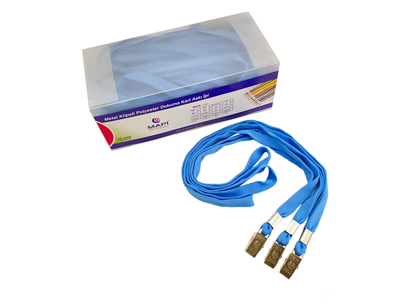 Ofis Aksesuarları MAPİ METAL KLİPSLİ-POLYESTER DOKUMA KART ASKI İPİ AÇIK MAVİ 50'Lİ PAKET Satın Al