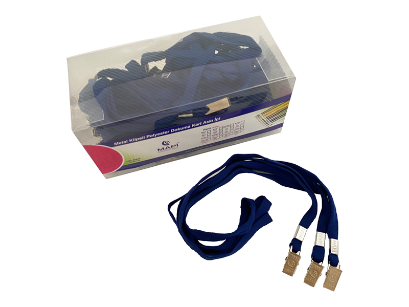 Ofis Aksesuarları MAPİ METAL KLİPSLİ-POLYESTER DOKUMA KART ASKI İPİ LACİVERT 50'Lİ PAKET Satın Al