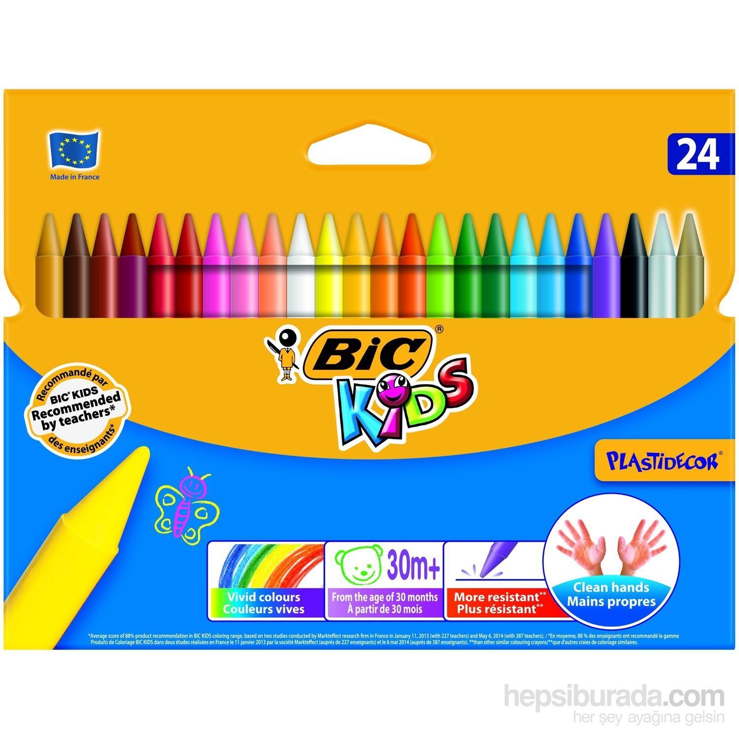 Okul Kırtasiye Bic Plastidecor Silinebilir Pastel Mum Boya 24'Lü Paket Satın Al