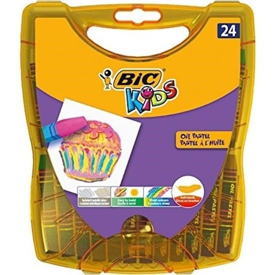 Okul Kırtasiye Bic Yağlı Pastel 24'lü Paket Sert Plastik Kutu Satın Al