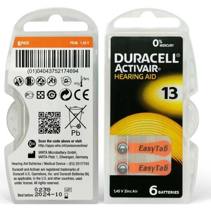 Piller Duracell Activair 13 6'lı Kulaklık Pili Satın Al
