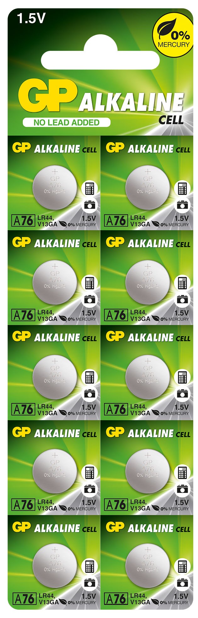Piller GP GPA76-2C10 LR44 AG13 Alkalin Düğme Pil 10'lu Paket Satın Al