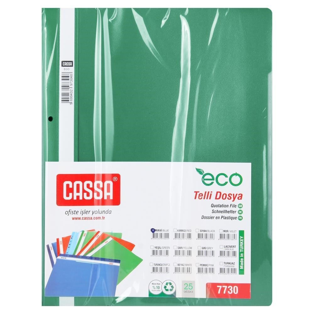 Poşet Dosyalar Cassa Plastik Telli Dosya Yeşil 50'li 1 Paket ( 50 Adet ) Satın Al