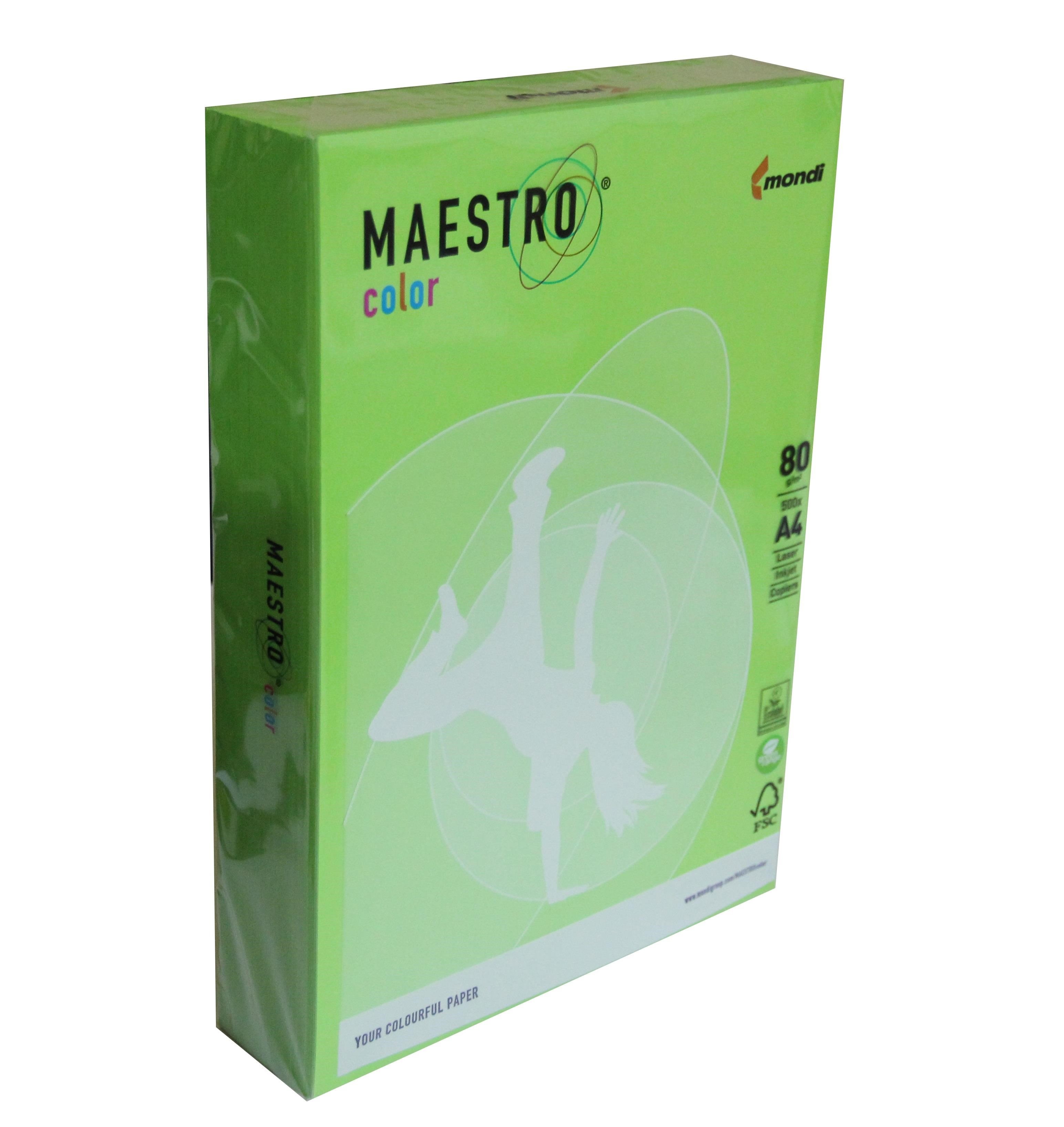 Renkli Fotokopi Kağıtları Maestro A4 Renkli Fotokopi Kağıdı Koyu Yeşil (MA42) 80Gr 1 Koli Satın Al