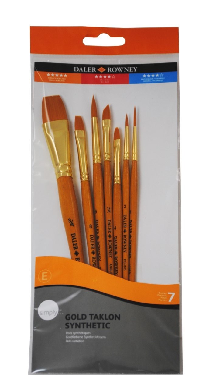 Resim Fırçaları Daler Rowney Taklon Fırça Seti Kısa Sap 7'li Paket Satın Al
