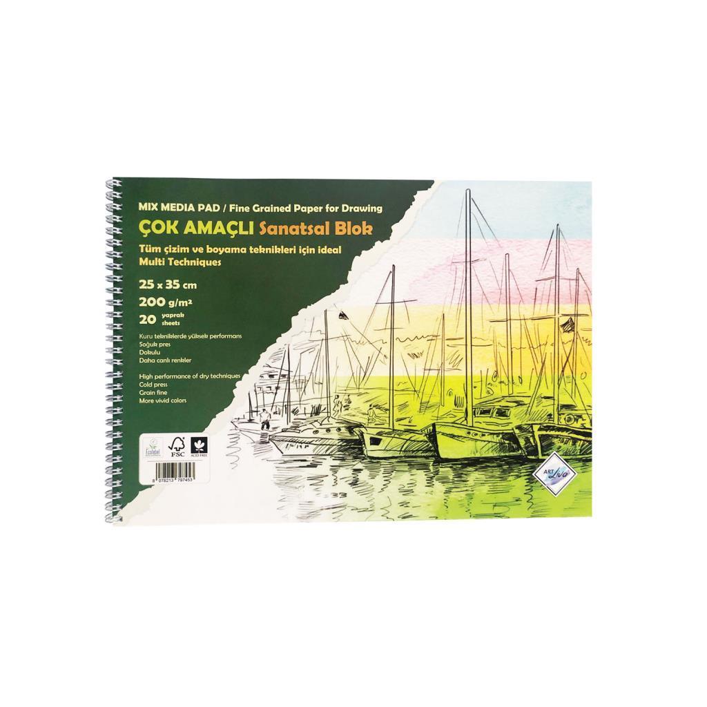 Sanatsal Resim Defterleri Art Liva Sanatsal Resim Defteri Multi Teknik 20 Sayfa 25x35 200gr Satın Al