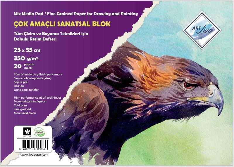 Sanatsal Resim Defterleri Art Liva Sanatsal Resim Deft. Dokulu Sulu Teknik 25x35 350gr 20Yp Satın Al