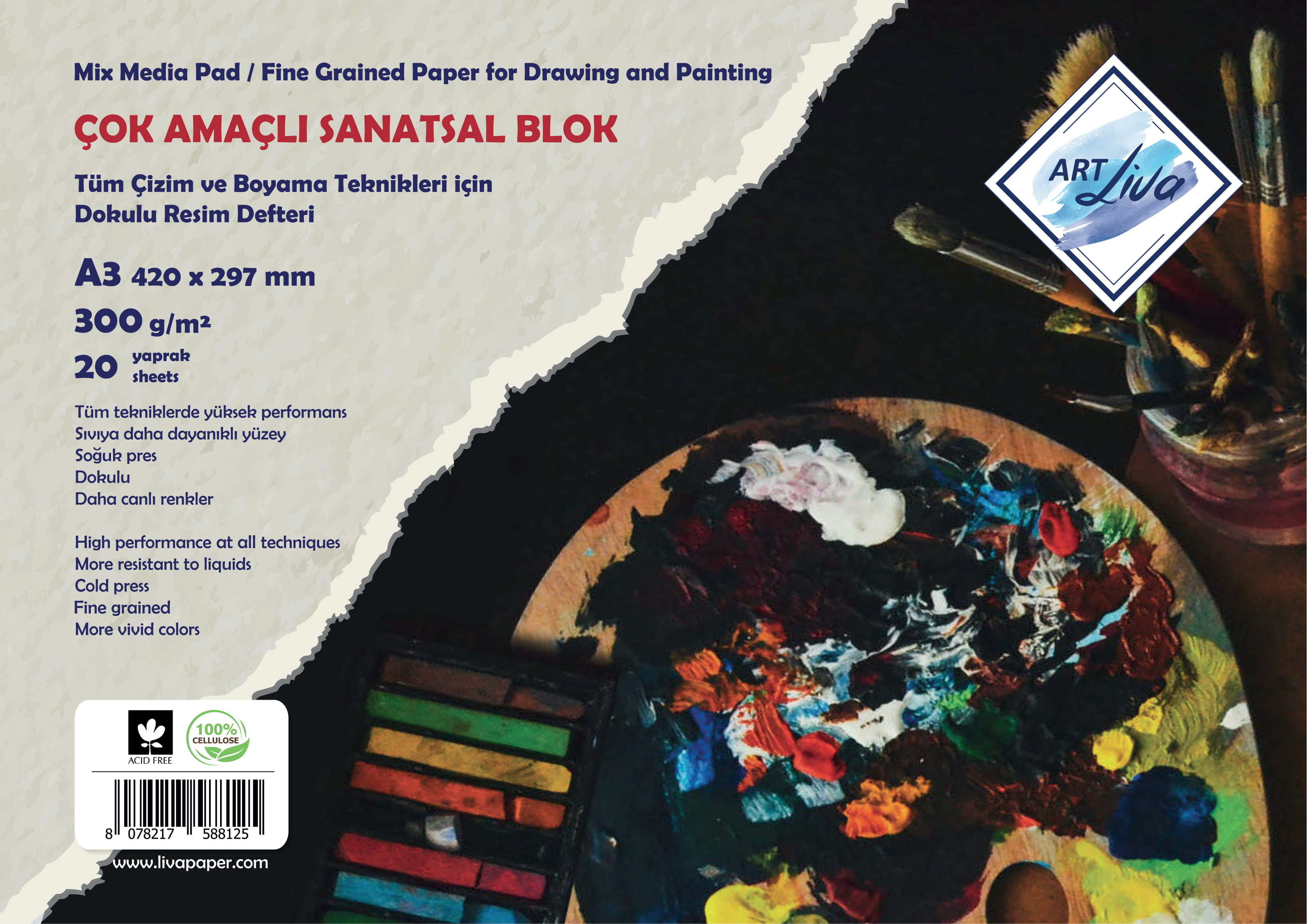 Sanatsal Resim Defterleri Art Liva Sanatsal Resim Defteri Dokulu Sulu Teknik A3 300gr 20 Yp Satın Al