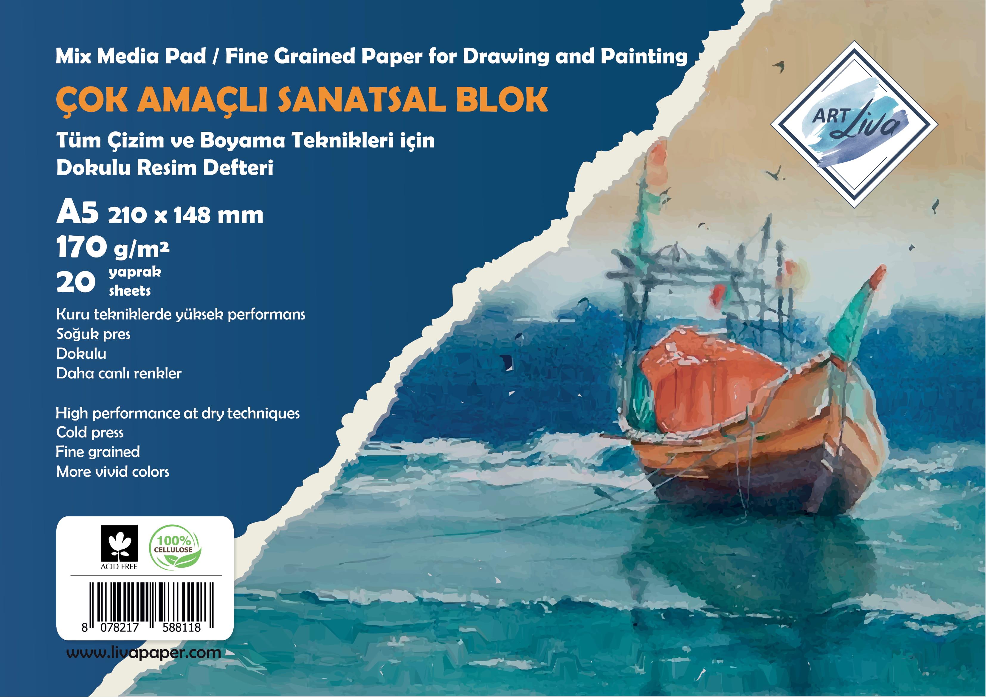 Sanatsal Resim Defterleri Art Liva Sanatsal Resim Defteri Dokulu Multi Teknik A5 170gr 20Yp Satın Al
