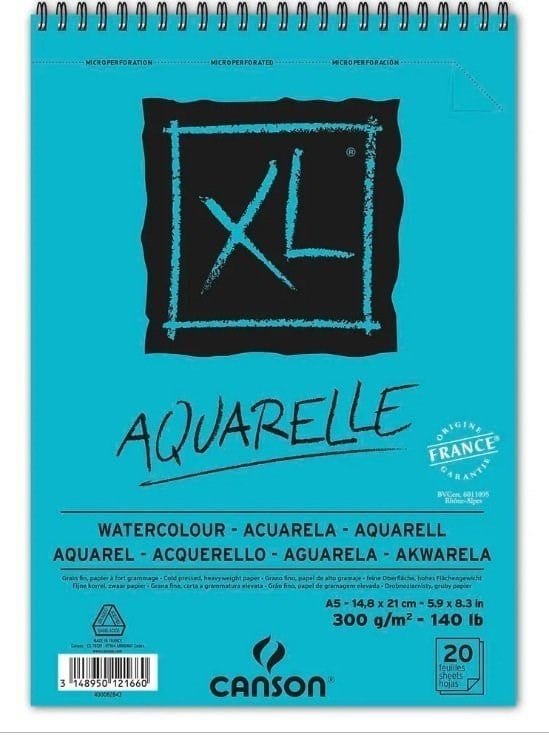 Sanatsal Resim Defterleri Canson Aquarelle XL Suluboya Blok Spiralli 20 sayfa A5 300gr Satın Al