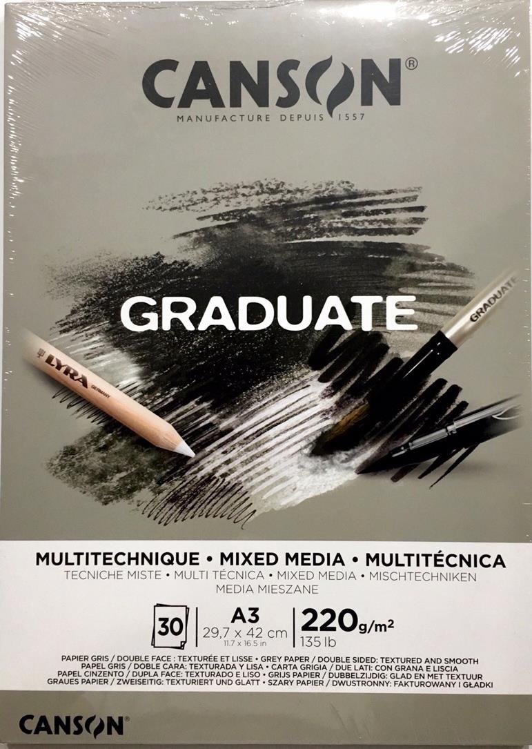 Sanatsal Resim Defterleri Canson Graduate Mix Media Grey Çizim Blok 30 Sayfa A3 220gr Satın Al