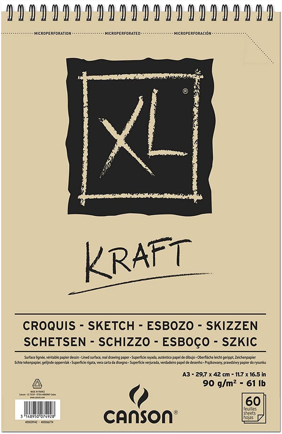 Sanatsal Resim Defterleri Canson Kraft XL Sketch ve Eskiz Blok Spiralli 60 Sf A3 90gr Satın Al