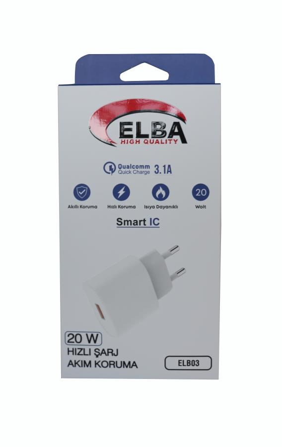Şarj Kabloları Elba ELB03-20USB Beyaz 20W USb Şarj Kafa QC4.0(Akıllı Koruma-Hızlı Şarj-Isıya Dayanıklı) Satın Al