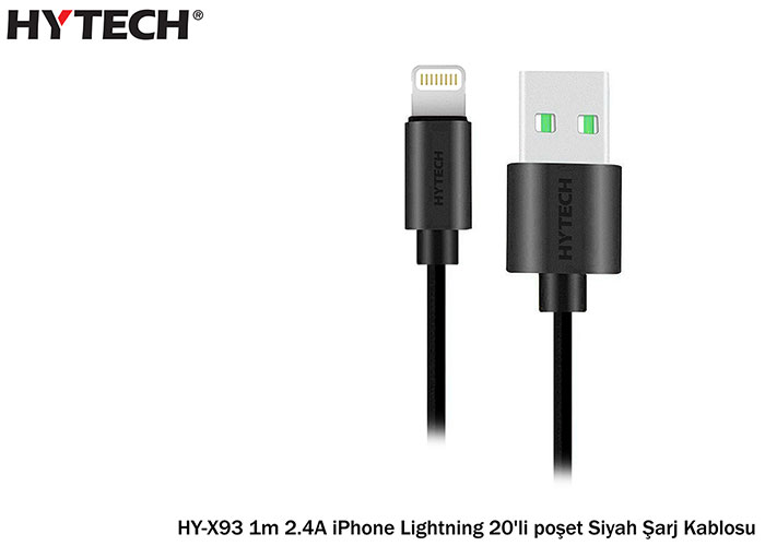 Şarj Kabloları Hytech HY-X93 1m 2.A iPhone Lightning Şarj Kablosu Siyah Satın Al