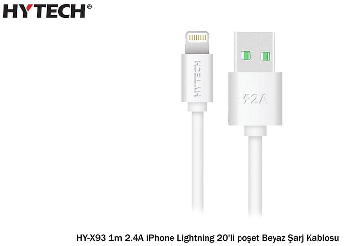 Şarj Kabloları Hytech HY-X93 1m 2.A iPhone Lightning Beyaz Şarj Kablosu Satın Al