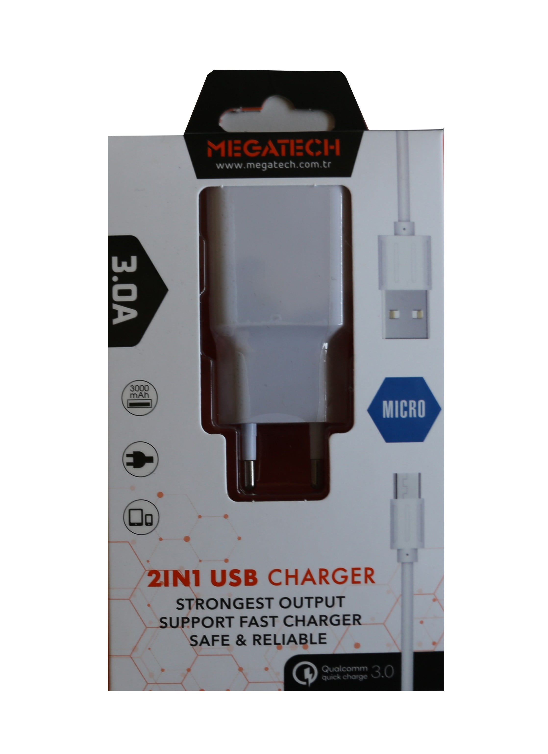 Şarj Kabloları Megatech CC01 (CC22-M3 ) 2in1 5v-3.0 Ev Şarj+ Micro Kablo Hızlı Şarj Satın Al
