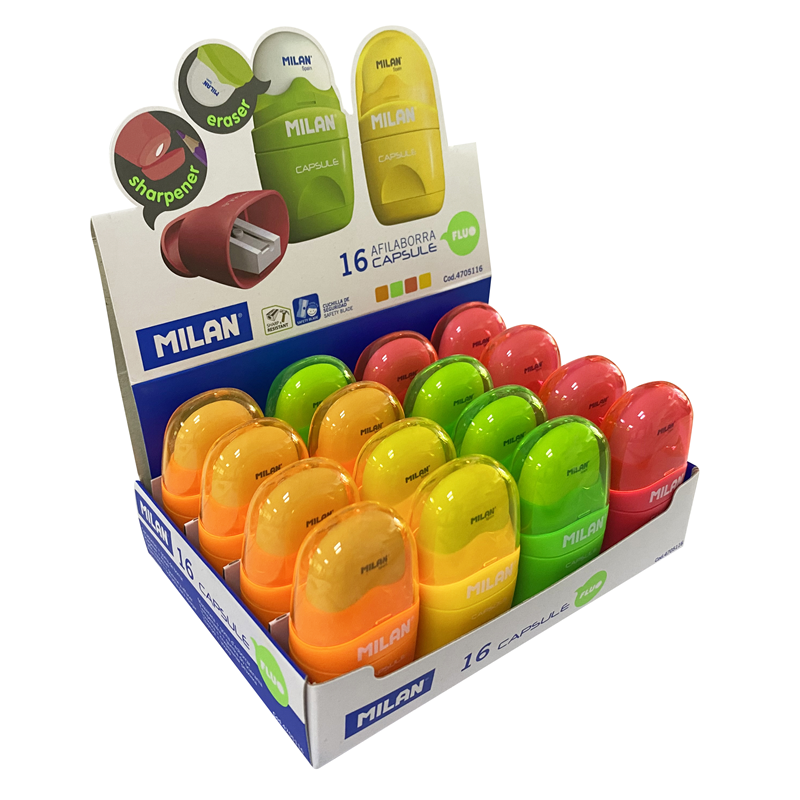 Silgiler MILAN 4705116 CAPSULE KALEMTRAŞ/SİLGİ(FLUO) - 16ADET Satın Al