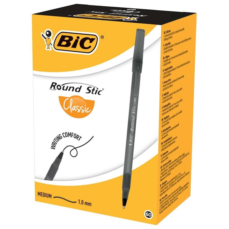 Tükenmez Kalemler Bic Round Stıc Tükenmez Kalem Siyah 60'lı Paket Satın Al
