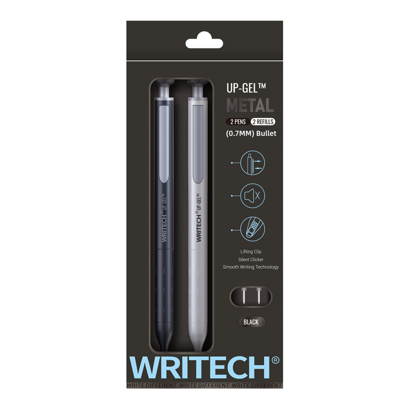 Tükenmez Kalemler WRITECH W-0156 METAL UP SİYAH-BEYAZ GÖVDE 0,7MM MAVİ JEL KALEM - 2'Lİ Satın Al